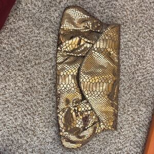 Gold Snake Print Clutch